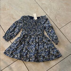 Janie and Jack Navy and Blue Floral Smocked Dress